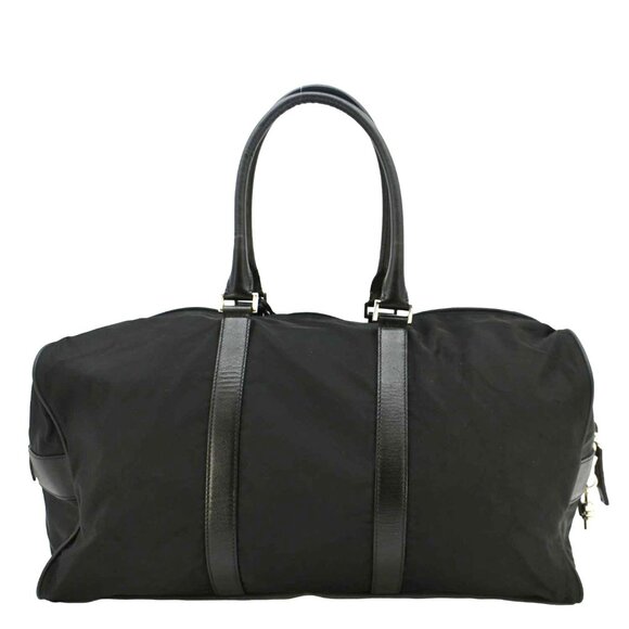 PRADA Re- Nylon Saffiano Leather Viaggio Duffle Bag Black - Picture 3 of 13